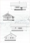 Plan av Jans stavlaft hytte. Fasader