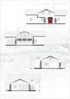 Plan av Vestlia stavlaft hytte. Fasade.