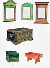 Diverse møbler designet for laftehytte eller stavlaft hytte