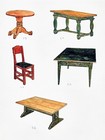 Bord og stoler designet for laftehytte eller stavlaft hytte