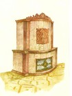 Peis kunstverk egnet for personlig utforming av laftehytte eller stavlaft hytte