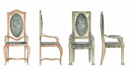 Design av spesielle stoler som skal brukes i laftehytte eller stavlaft hytte